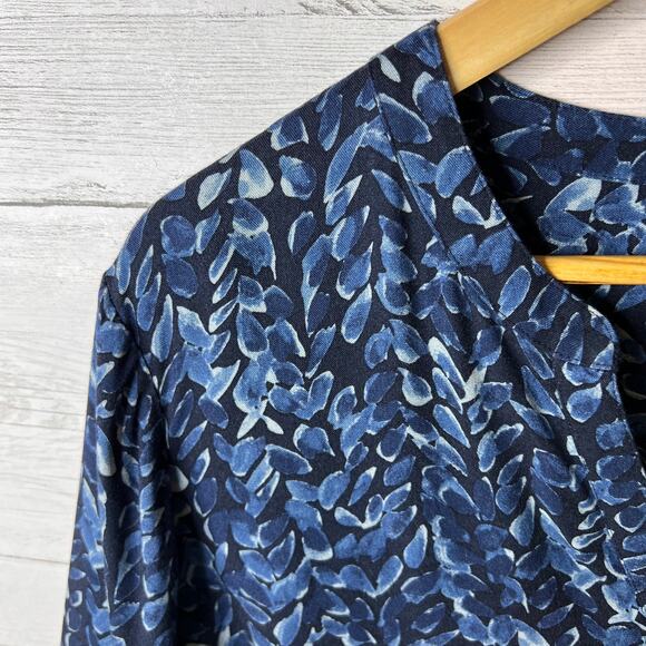 Pure Jill Dress Womens Size Large Blue Winter Sky Midi Foliage Modest Comfort - Picture 8 of 16